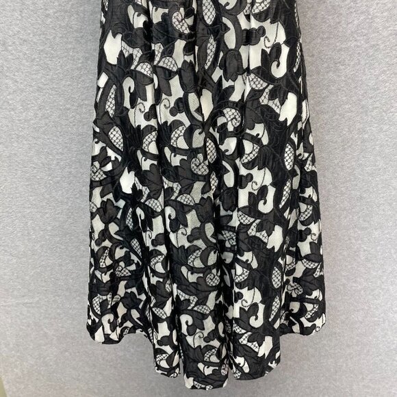 Aidan Mattox Cocktail Dress Womens 4 Black Embroidered Overlay Off Shoulder HOCO - Picture 7 of 16
